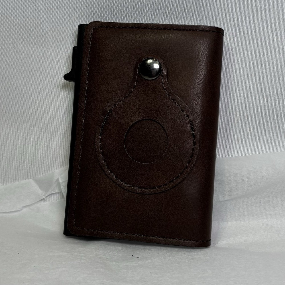 AirTag Brown Wallet Anti Theft Bullet Card Bag Multi-functional Rfid Card Holder